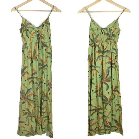 FARM RIO Antro Green Tie Front Linen Dress - Picture 4 of 14